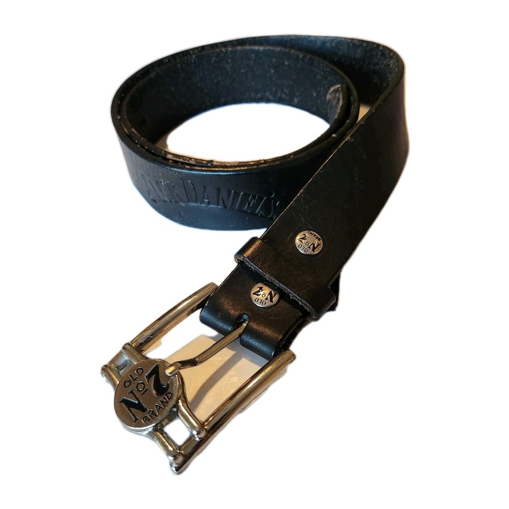 Jack Daniel's‎ Full Grain Leather Belt Mens 34  Black Embossed Old No. 7 Rugged